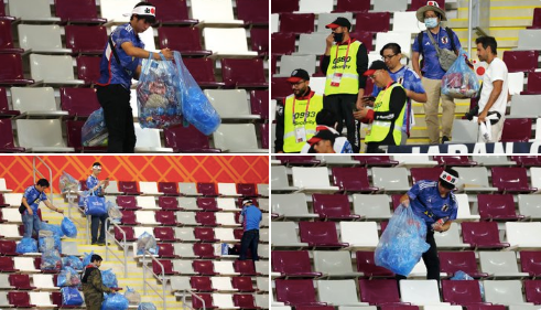 Japan fans win praise across globe for cleaning stadiums at FIFA World Cup