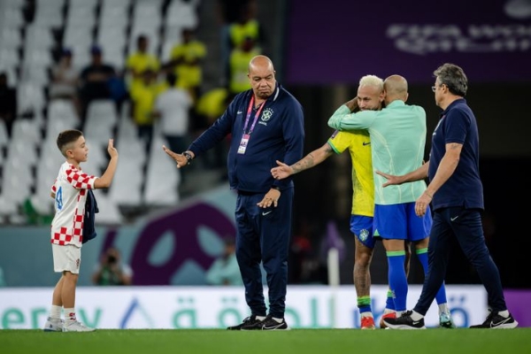 Croatia player Perisic's son consoles emotional Neymar after Brazil gets knocked out of FIFA World Cup Croatia player Perisic's son consoles emotional Neymar after Brazil gets knocked out of FIFA World Cup