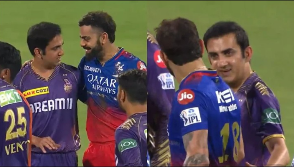 Virat Kohli Gautam Gambhir hug RCB vs KKR